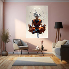 Anime Metal Poster | Goku Ultra Instinct Metal Poster | Dragon Ball Anime Wall Art | Saiyan Meditation & Power Metal Print
