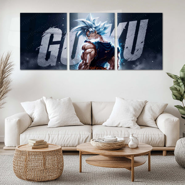 Anime Metal Poster Set of 3 | Dragon Ball Super | Goku Ultra Instinct Triptych Wall Art
