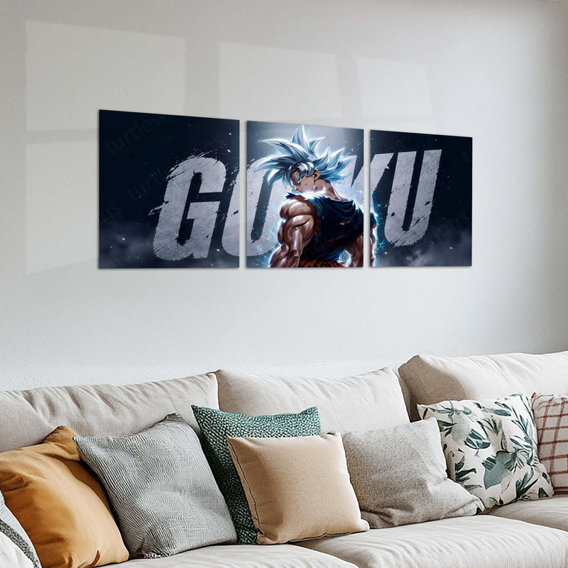 Anime Metal Poster Set of 3 | Dragon Ball Super | Goku Ultra Instinct Triptych Wall Art
