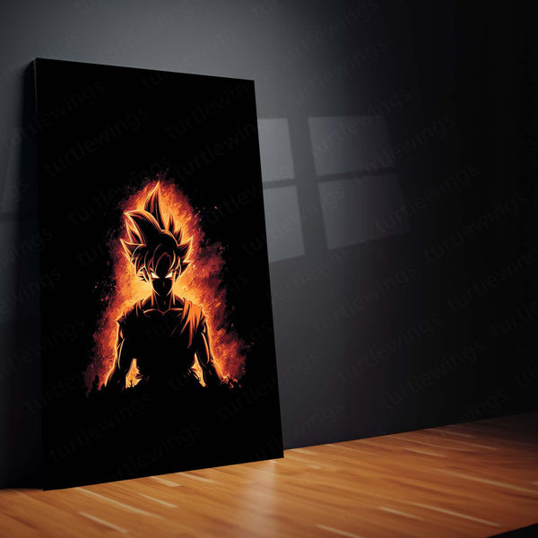 Goku – Fiery Saiyan Resolve Metal Poster | Dragon Ball Z Wall Frame