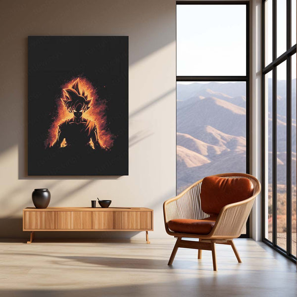 Goku – Fiery Saiyan Resolve Metal Poster | Dragon Ball Z Wall Frame