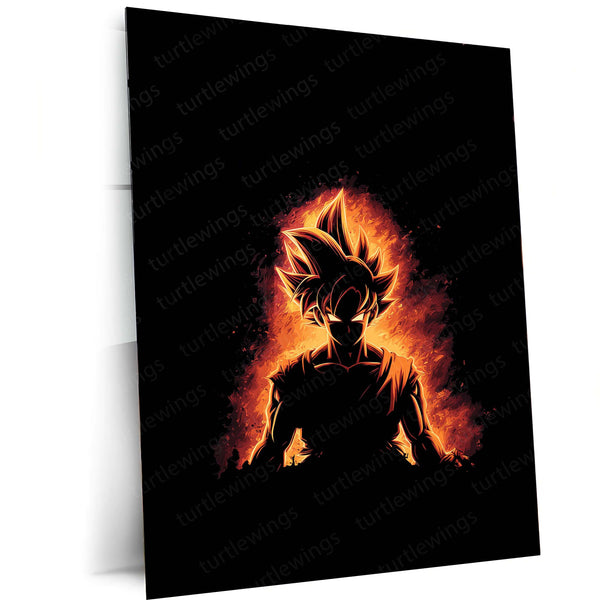 Goku – Fiery Saiyan Resolve Metal Poster | Dragon Ball Z Wall Frame