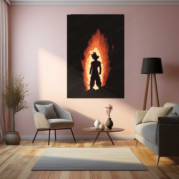 Goku – Flames of Power Metal Poster | Dragon Ball Z Wall Frame
