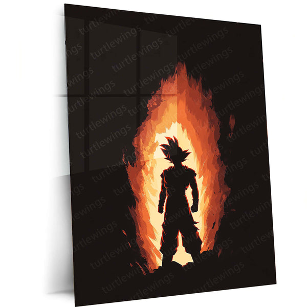 Goku – Flames of Power Metal Poster | Dragon Ball Z Wall Frame