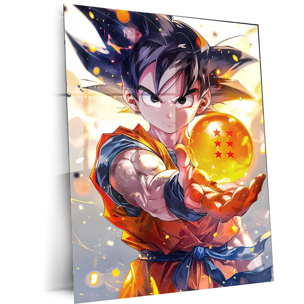 Goku with the Dragon Ball – Legendary Anime Metal Poster | Saiyan Spirit Wall Frame (Design 2)