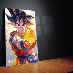 Goku with the Dragon Ball – Legendary Anime Metal Poster | Saiyan Spirit Wall Frame (Design 2)