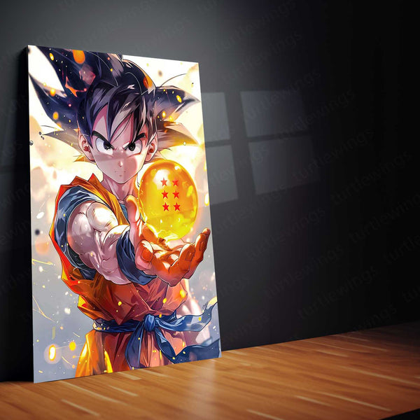 Goku with the Dragon Ball – Legendary Anime Metal Poster | Saiyan Spirit Wall Frame (Design 2)