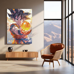 Goku with the Dragon Ball – Legendary Anime Metal Poster | Saiyan Spirit Wall Frame (Design 2)