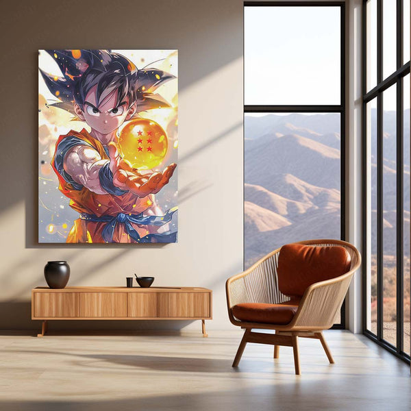 Goku with the Dragon Ball – Legendary Anime Metal Poster | Saiyan Spirit Wall Frame (Design 2)