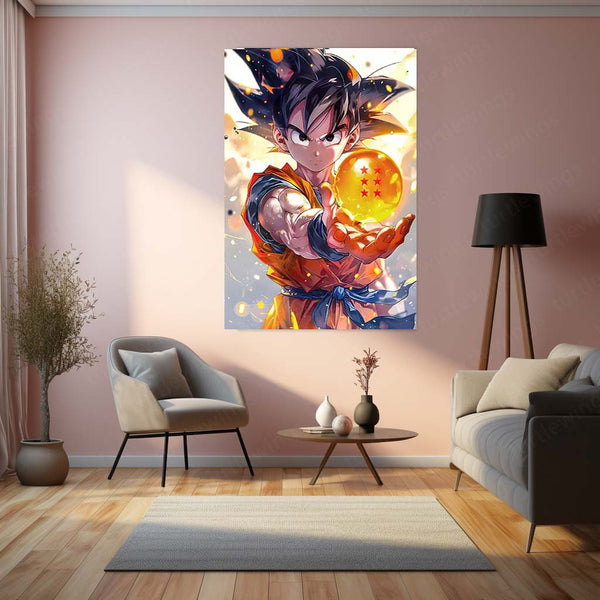Goku with the Dragon Ball – Legendary Anime Metal Poster | Saiyan Spirit Wall Frame (Design 2)