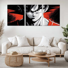 Anime Metal Poster Set of 3 | Dragon Ball Z | Goku Red & Black Manga Triptych Wall Art – main product image