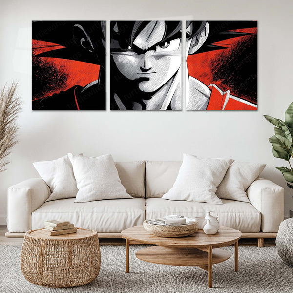 Anime Metal Poster Set of 3 | Dragon Ball Z | Goku Red & Black Manga Triptych Wall Art – main product image