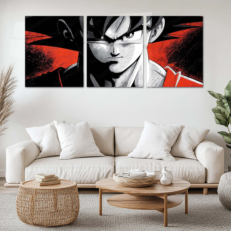 Anime Metal Poster Set of 3 | Dragon Ball Z | Goku Red & Black Manga Triptych Wall Art – main product image