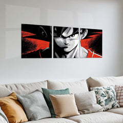 Anime Metal Poster Set of 3 | Dragon Ball Z | Goku Red & Black Manga Triptych Wall Art – product image 2