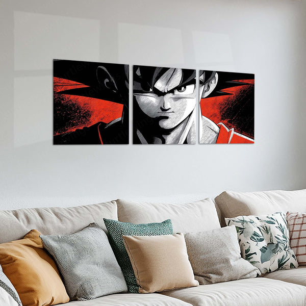 Anime Metal Poster Set of 3 | Dragon Ball Z | Goku Red & Black Manga Triptych Wall Art – product image 2