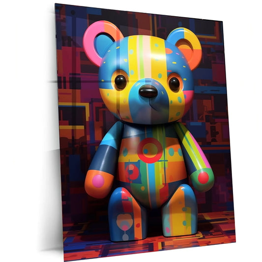 Cute Teddy Bear Metal Poster – Adorable & Cozy Wall Art