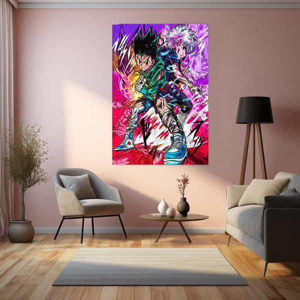 Anime Metal Poster | Gon & Killua – Hunter x Hunter Dynamic Duo Metal Poster | Anime Friendship Wall Frame