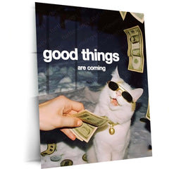 Quote Metal Poster | Good Things Are Coming Metal Poster | Positive Motivation Wall Art | Premium Metal Frame