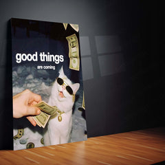 Quote Metal Poster | Good Things Are Coming Metal Poster | Positive Motivation Wall Art | Premium Metal Frame