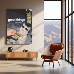 Quote Metal Poster | Good Things Are Coming Metal Poster | Positive Motivation Wall Art | Premium Metal Frame