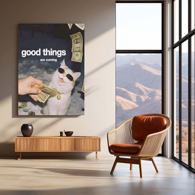 Quote Metal Poster | Good Things Are Coming Metal Poster | Positive Motivation Wall Art | Premium Metal Frame