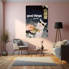 Quote Metal Poster | Good Things Are Coming Metal Poster | Positive Motivation Wall Art | Premium Metal Frame