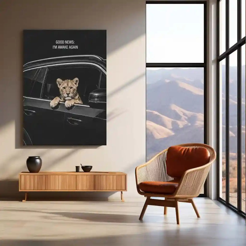 Quote Metal Poster | Good News – I’m Awake Again | Bold Motivation Wall Art | Fearless Mindset Inspirational Metal Frame - TURTLEWINGS 