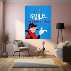 Goofy in Glasses – “Smile, Bro They Hate That” Metal Poster | Funny x Savage Aesthetic Wall Art