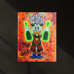 Drink Champagne – Duck Graffiti Neon LED Metal Frame | Rich Life Pop Art Poster | Street Luxe Wall Decor