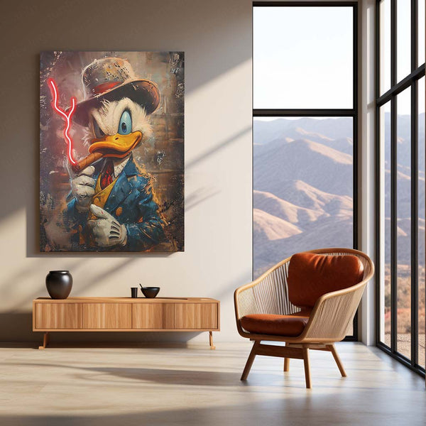 The Boss Duck – Cigar Neon LED Metal Frame | Mafia Pop Art Wall Poster | Rich Vibes Graffiti Decor