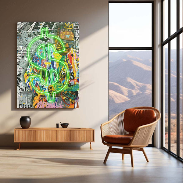 Crowned Hustler – Neon Biggie LED Metal Frame | Graffiti Wall Art Poster | Hip-Hop Legend Street Glow Decor