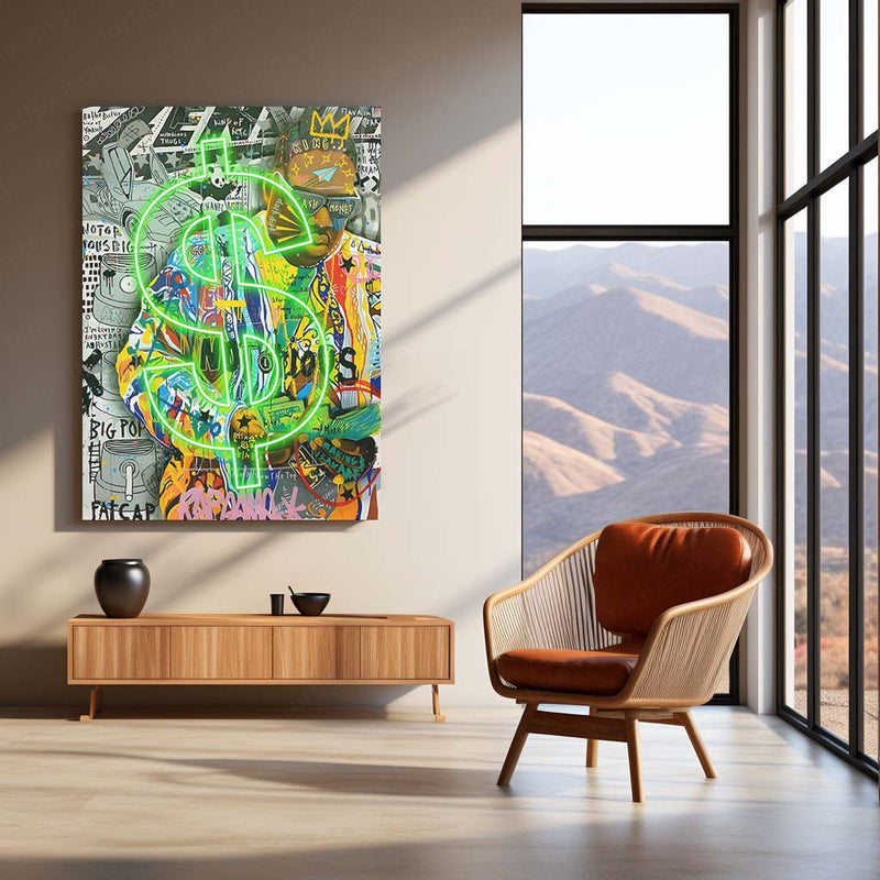 Crowned Hustler – Neon Biggie LED Metal Frame | Graffiti Wall Art Poster | Hip-Hop Legend Street Glow Decor