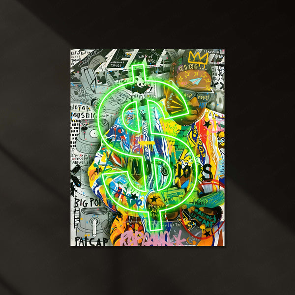Crowned Hustler – Neon Biggie LED Metal Frame | Graffiti Wall Art Poster | Hip-Hop Legend Street Glow Decor