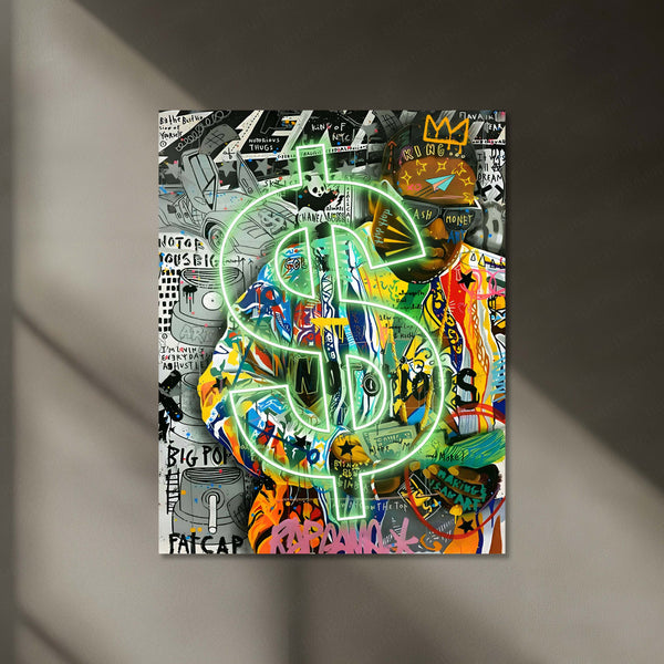 Crowned Hustler – Neon Biggie LED Metal Frame | Graffiti Wall Art Poster | Hip-Hop Legend Street Glow Decor