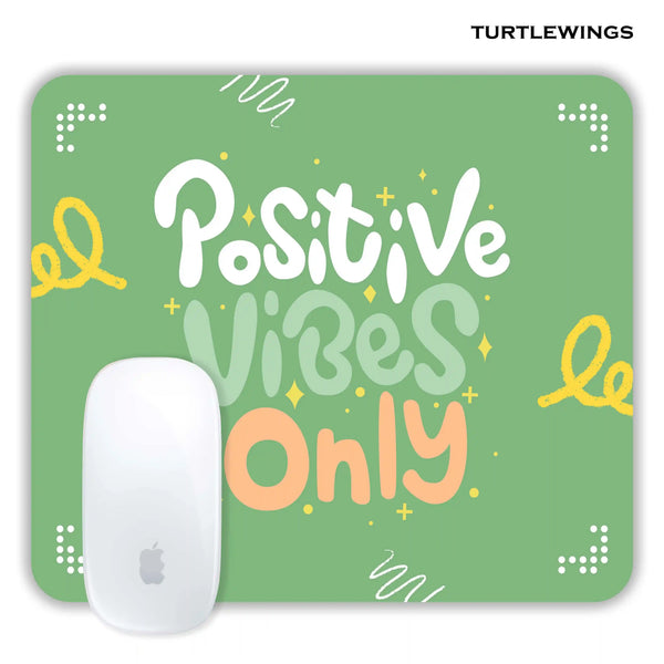 Green Illustrated Positive Vibes Only Small Mousepad - TURTLEWINGS 