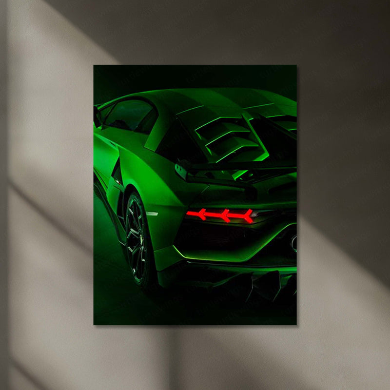 Lamborghini LED Neon Metal Frame Supercar Taillight Wall Art | Exotic Automotive LED Metal Decor