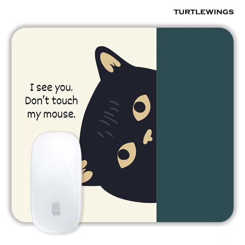 Green and Beige Illustrated Funny Small Mousepad - TURTLEWINGS 