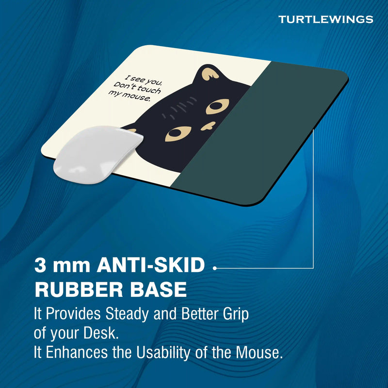 Green and Beige Illustrated Funny Small Mousepad - TURTLEWINGS 