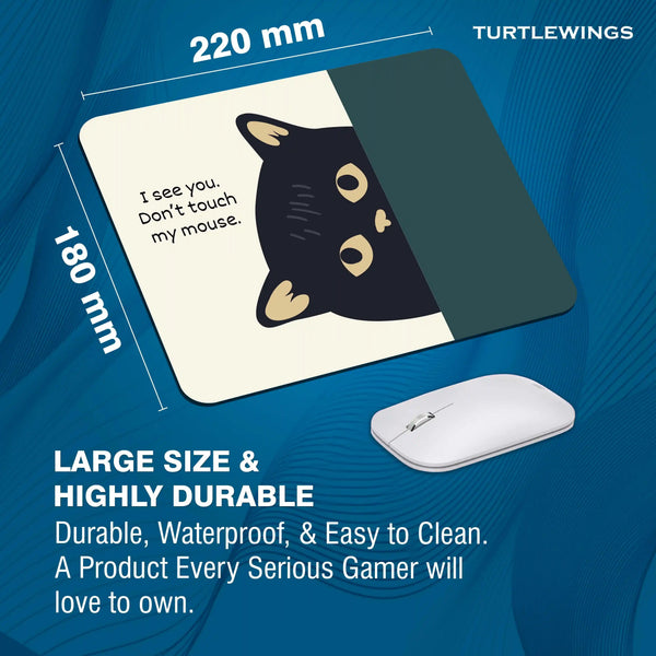 Green and Beige Illustrated Funny Small Mousepad - TURTLEWINGS 