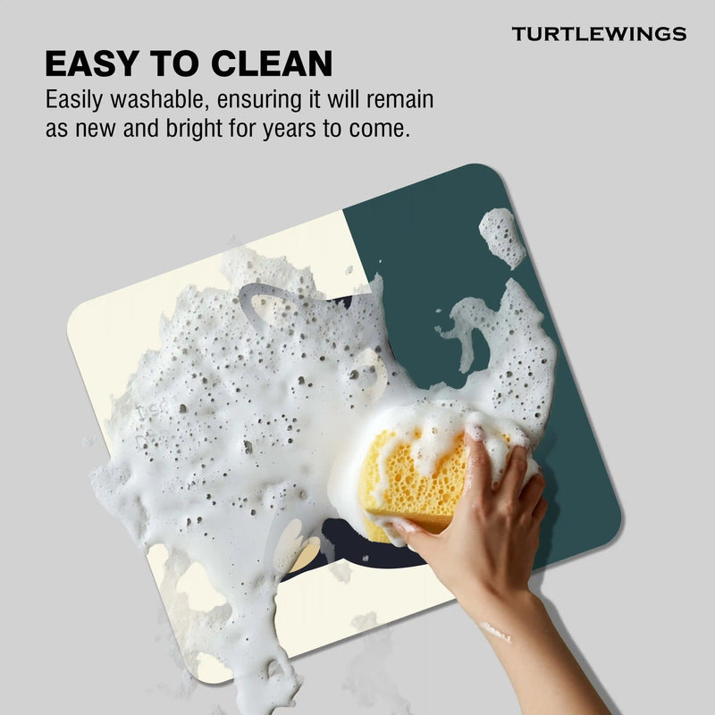 Green and Beige Illustrated Funny Small Mousepad - TURTLEWINGS 