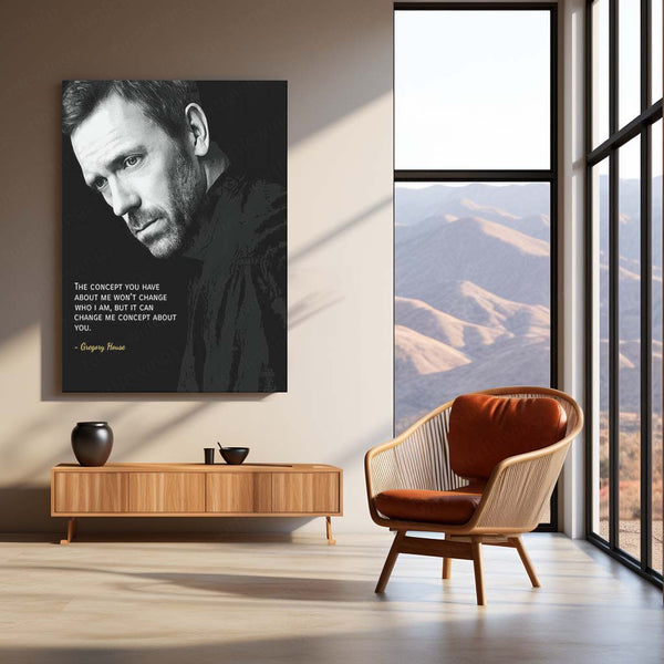 Quote Metal Poster | Gregory House Quote – Concept of Perception Black & White Metal Poster | Inspirational TV Series Wall Frame