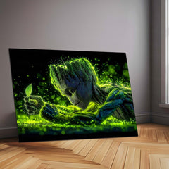 Groot Nature Metal Poster | Green Cosmic Guardian Wall Art | Premium Superhero Metal Print