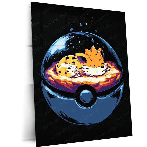Growlithe Pokémon Metal Frame Poster | Cute Fire-Type Wall Art for Fans - TURTLEWINGS 