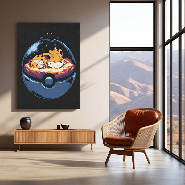 Growlithe Pokémon Metal Frame Poster | Cute Fire-Type Wall Art for Fans - TURTLEWINGS 