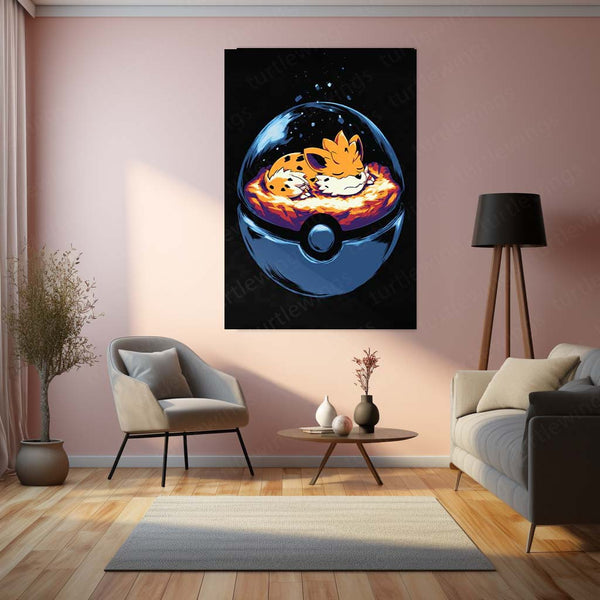 Growlithe Pokémon Metal Frame Poster | Cute Fire-Type Wall Art for Fans - TURTLEWINGS 