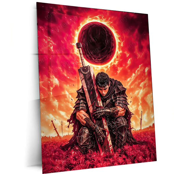 Anime metal poster | Guts Eclipse – Berserk Metal Poster | Dark Fantasy Anime Wall Frame