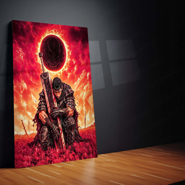 Anime metal poster | Guts Eclipse – Berserk Metal Poster | Dark Fantasy Anime Wall Frame