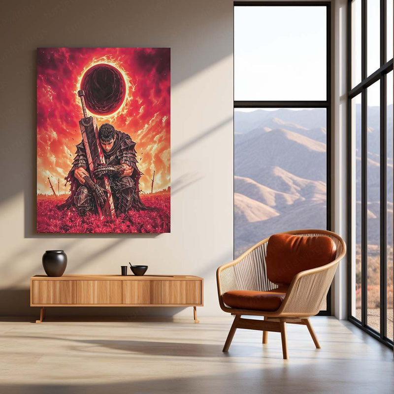 Anime metal poster | Guts Eclipse – Berserk Metal Poster | Dark Fantasy Anime Wall Frame