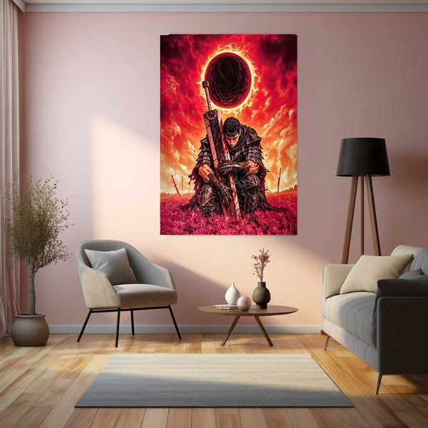Anime metal poster | Guts Eclipse – Berserk Metal Poster | Dark Fantasy Anime Wall Frame