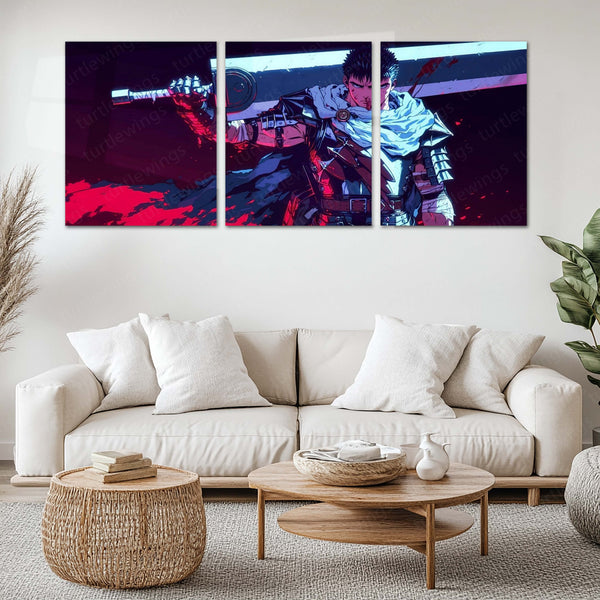 Anime Metal Poster Set of 3 | Berserk | Guts Black Swordsman Triptych Wall Art – main product image